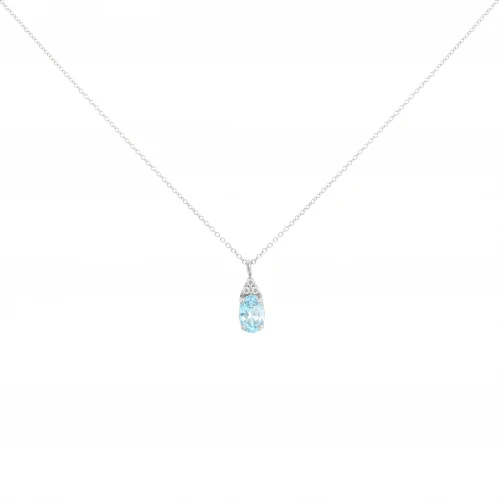 14K Λευκόχρυσο Κολιέ Με Διαμάντια και Swiss Τοπάζι 6351SWW