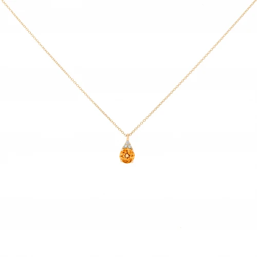 14K Χρυσό Κολιέ Με Διαμάντια και Citrin 6352CIT