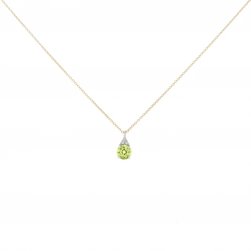 14K Λευκόχρυσο Κολιέ Με Διαμάντια και Περίδοτο 6352PER