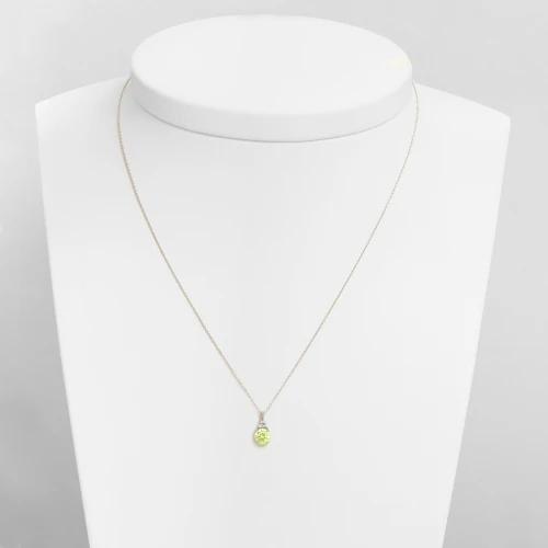 14K Λευκόχρυσο Κολιέ Με Διαμάντια και Περίδοτο 6352PER