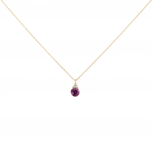 14K Χρυσό Κολιέ Με Διαμάντια και Ροδολίτη 6352ROD