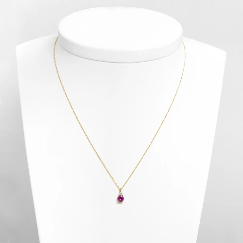 14K Χρυσό Κολιέ Με Διαμάντια και Ροδολίτη 6352ROD