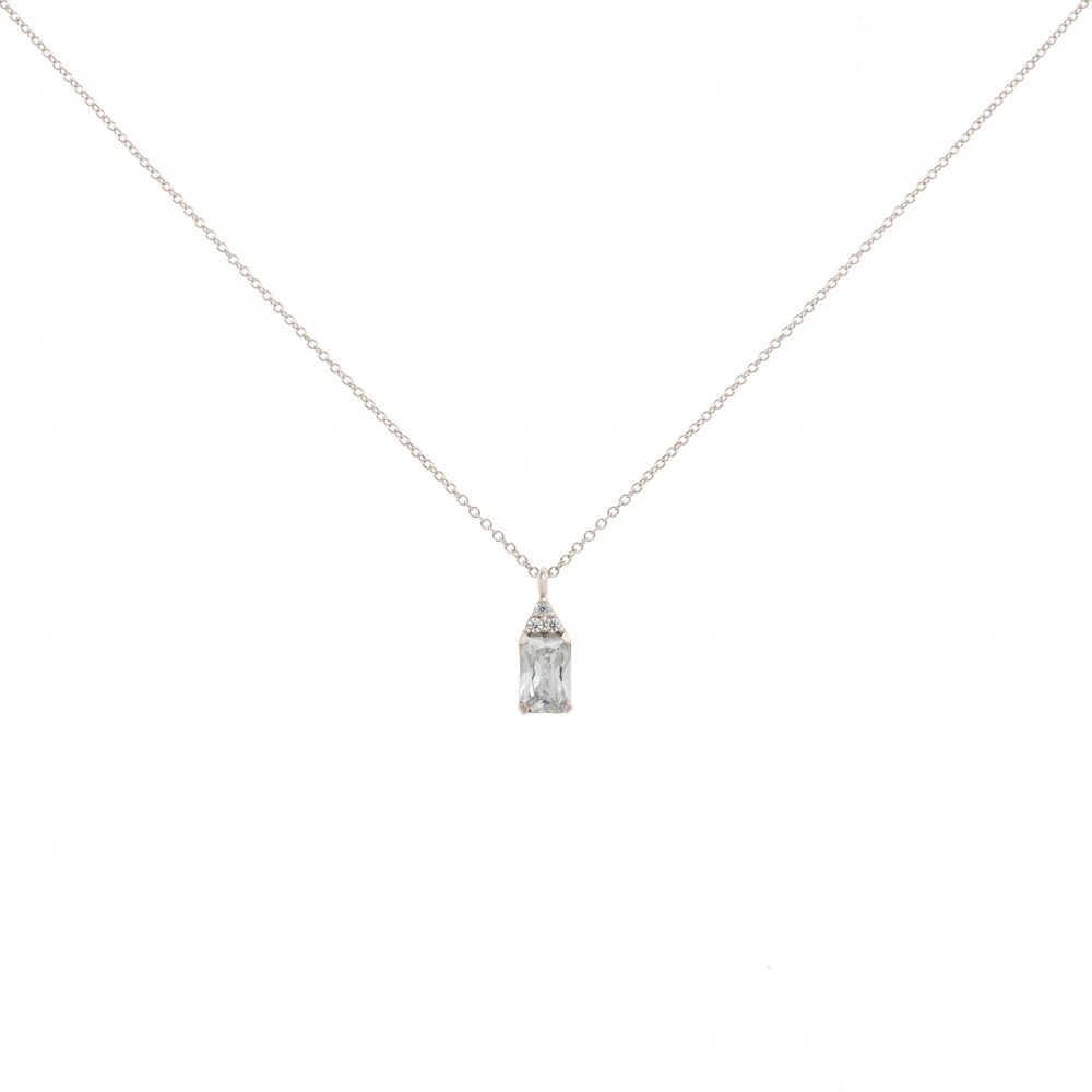 14K Λευκόχρυσο Κολιέ Λευκό Ζιργκόν 6353L1