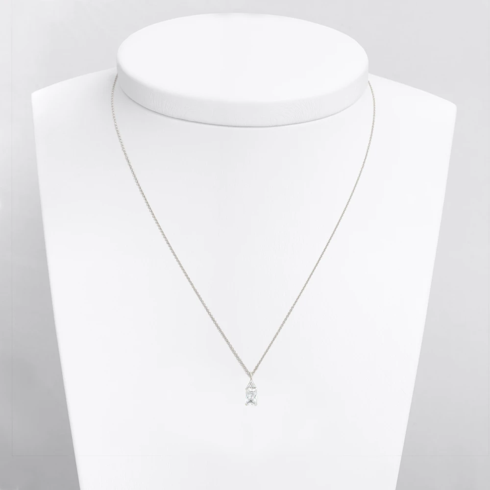 14K Λευκόχρυσο Κολιέ Λευκό Ζιργκόν 6353L1