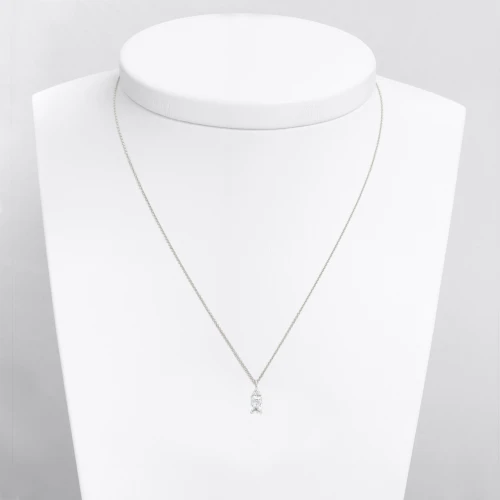 14K Λευκόχρυσο Κολιέ Λευκό Ζιργκόν 6353L1