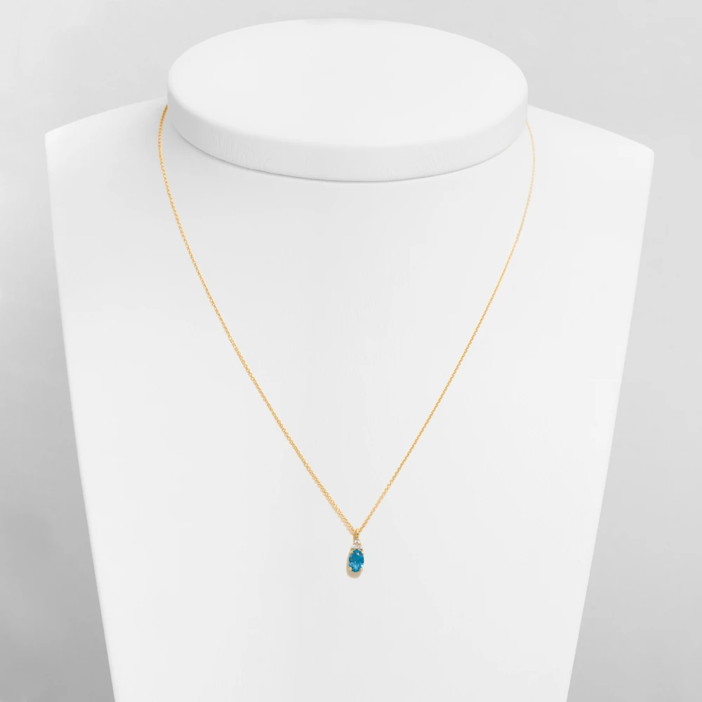 14K Χρυσό Κολιέ με Blue London και Διαμάντια 6351BL