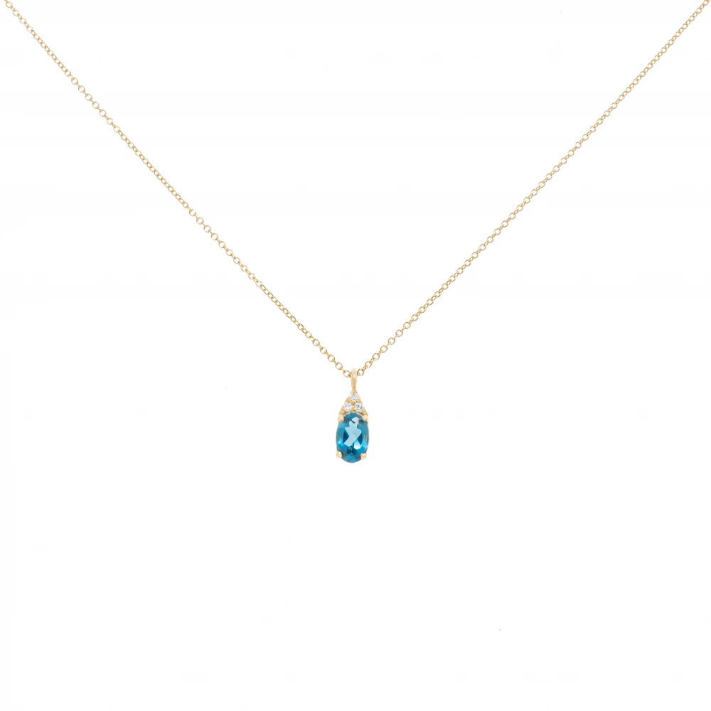 14K Χρυσό Κολιέ με Blue London και Διαμάντια 6351BL