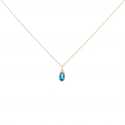 14K Χρυσό Κολιέ με Blue London και Διαμάντια 6351BL