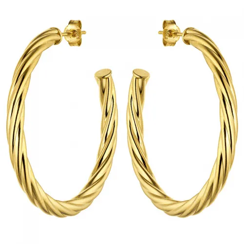 VOGUE Σκουλαρίκια 925 Ασήμι ,Οβάλ Κρίκοι, Επιχρυσωμένα 20174171201