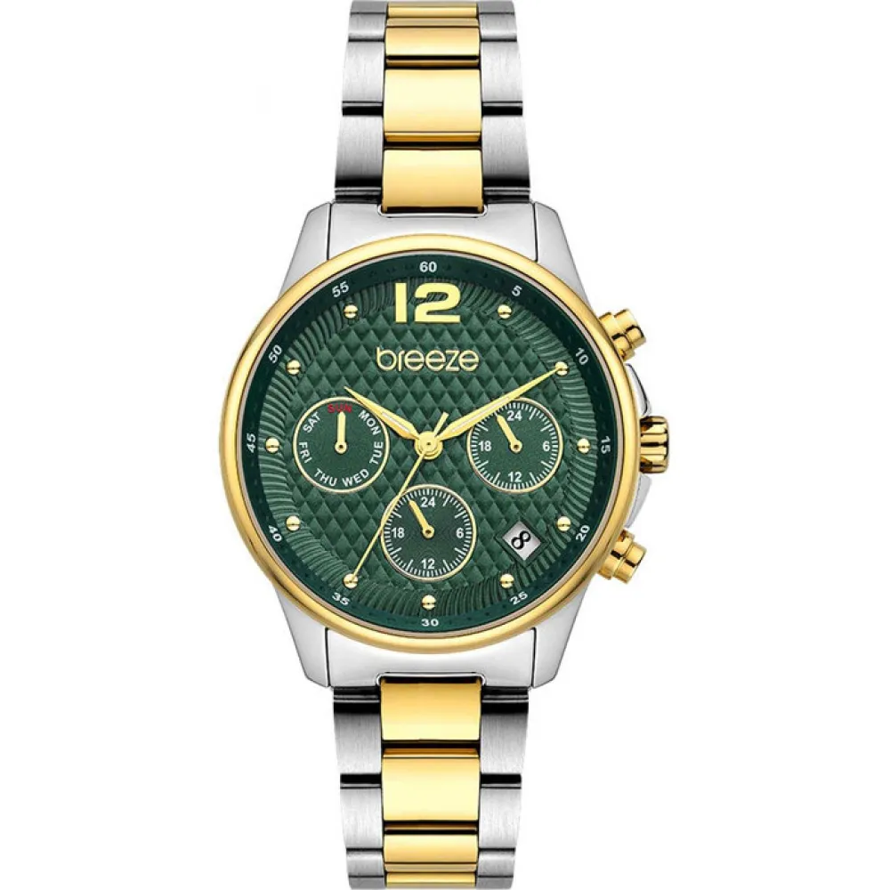 BREEZE Enigma Dual Time Two Tone Stainless Steel Bracelet 712431.9