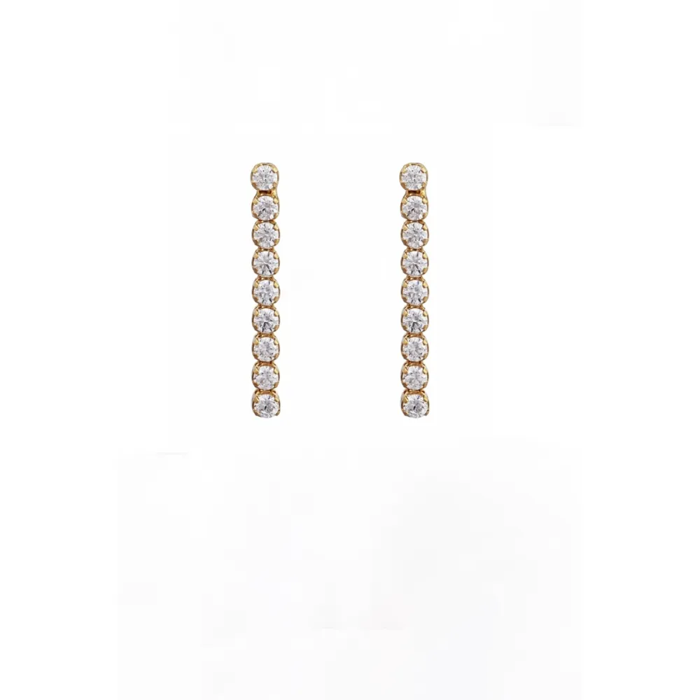 14K Χρυσά Κρεμαστά Σκουλαρίκια με Ζιργκόν SK9170