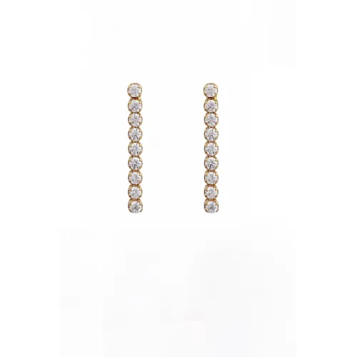 14K Χρυσά Κρεμαστά Σκουλαρίκια με Ζιργκόν SK9170