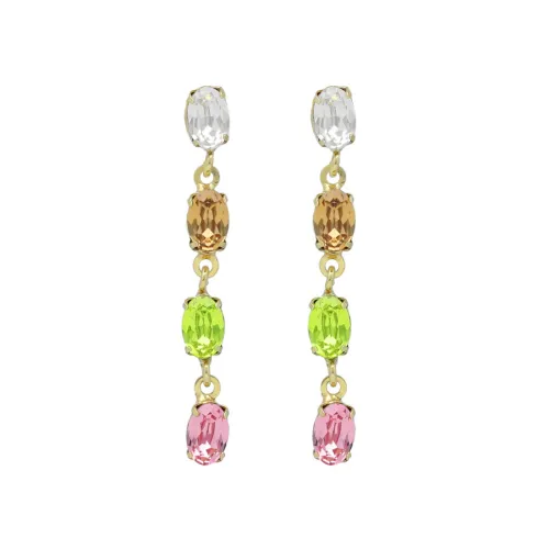 Victoria Cruz, “Botanic” Collection,  Επιχρυσωμένα Σκουλαρίκια με Swarovski A4504-MDT