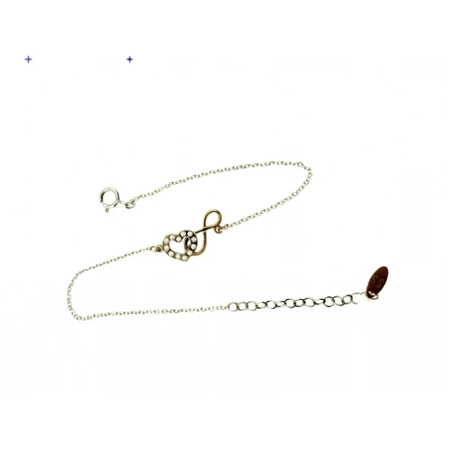 Βραχιόλι από Ασήμι 925 και Χρυσό με Ζιργκόν, "Καρδιά και Άπειρο" ABR100