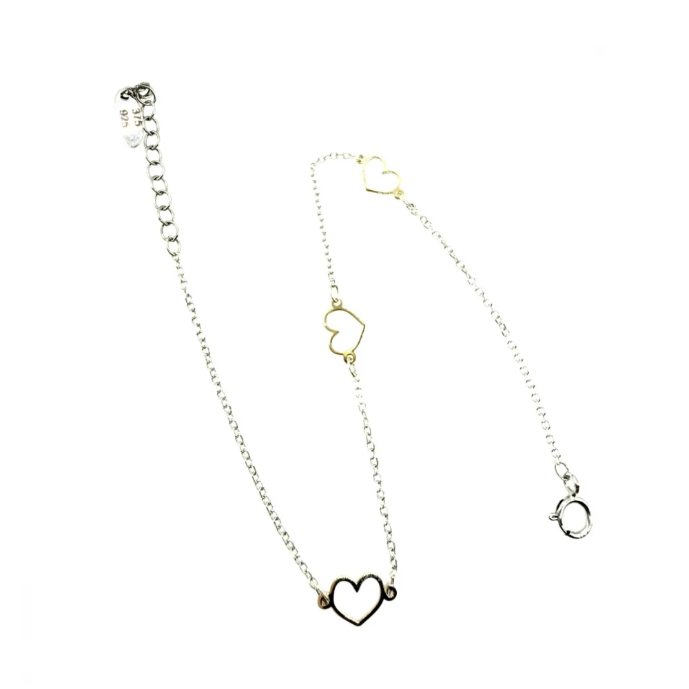 Βραχιόλι από Ασήμι 925 και 9κ Χρυσό με "3 Καρδιές" ABR104