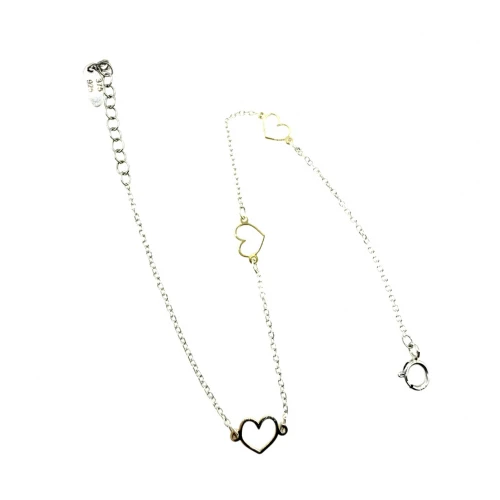 Βραχιόλι από Ασήμι 925 και 9κ Χρυσό με "3 Καρδιές" ABR104