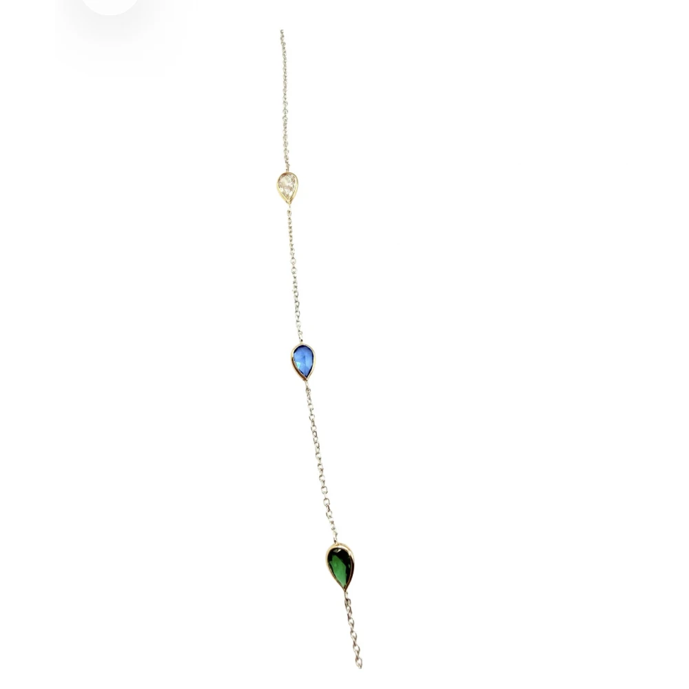 Βραχιόλι από Ασήμι 925 και Χρυσό με πολύχρωμα Ζιργκόν, ABR114