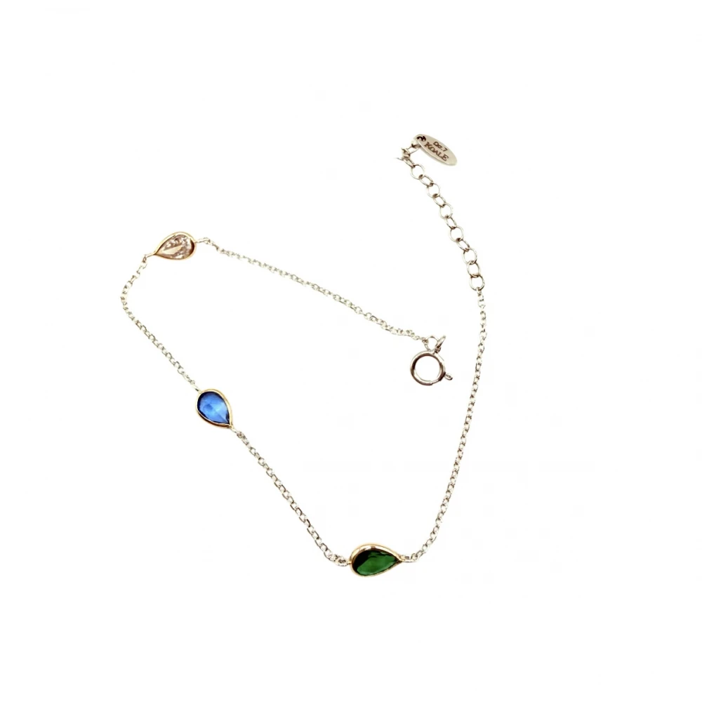 Βραχιόλι από Ασήμι 925 και Χρυσό με πολύχρωμα Ζιργκόν, ABR114