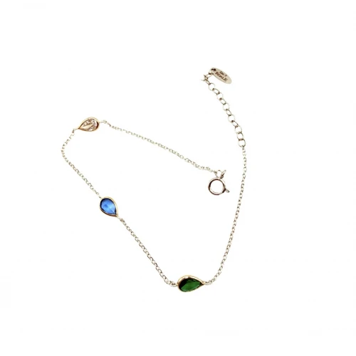 Βραχιόλι από Ασήμι 925 και Χρυσό με πολύχρωμα Ζιργκόν, ABR114