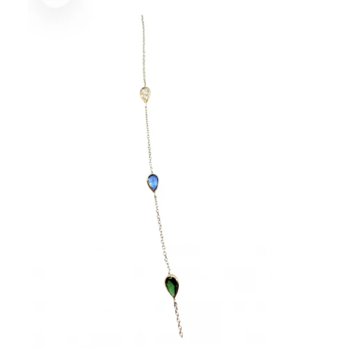 Βραχιόλι από Ασήμι 925 και Χρυσό με πολύχρωμα Ζιργκόν, ABR114