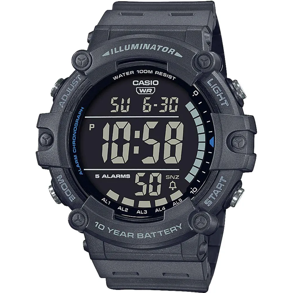 CASIO Standard Χρονογράφος με Γκρι Καουτσούκ Λουράκι AE-1500WH-8BVEF