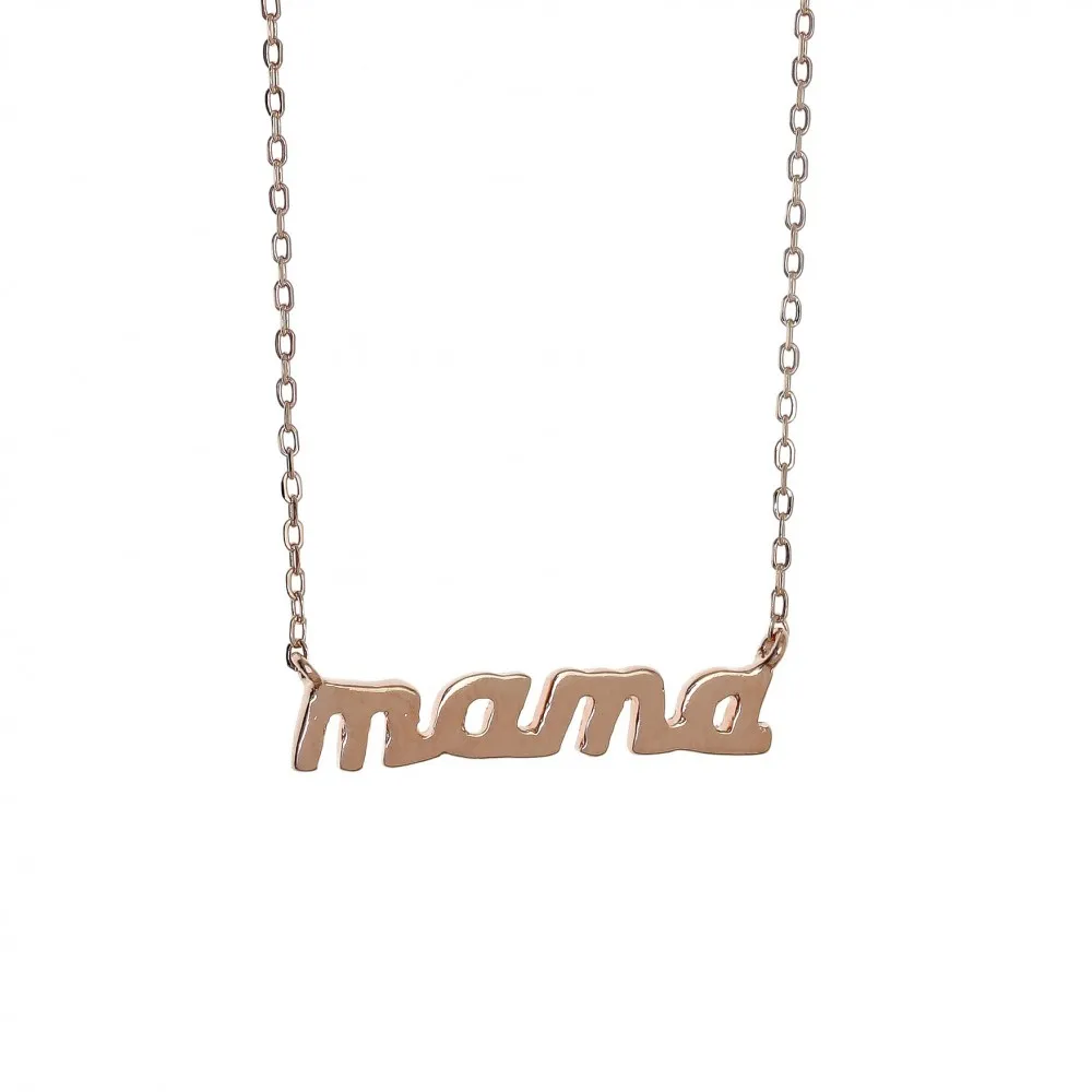 925 Ασήμι Ροζ Επιχρυσωμένο Κολιέ "Μαμά" AKZN1529MJR