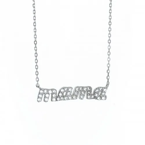 925 Ασήμι Κολιέ "Μαμά" με Ζιργκόν AKZN331MJW