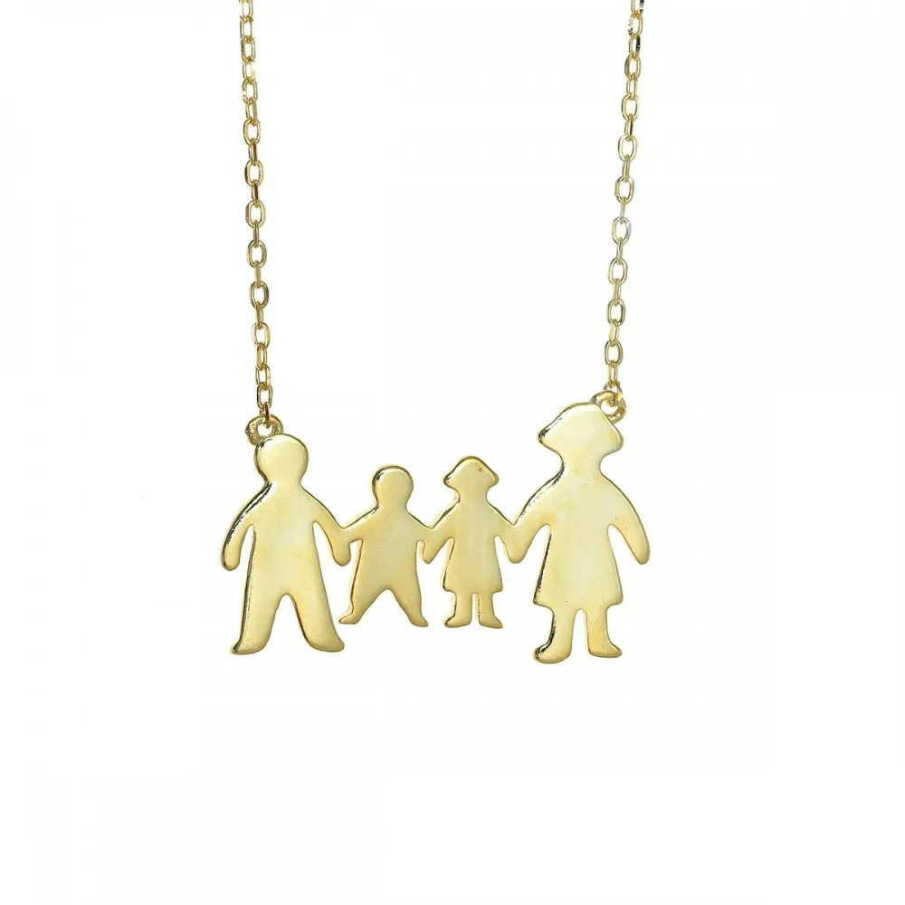 925 Ασήμι Επιχρυσωμένο Κολιέ "Οικογένεια" AKZN979MJG