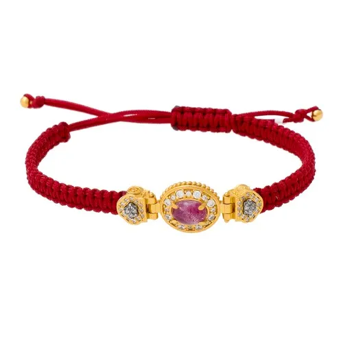 DIMITRIOS EXCLUSIVE Βραχιόλι με Δέρμα & Ρουμπίνι B25-2