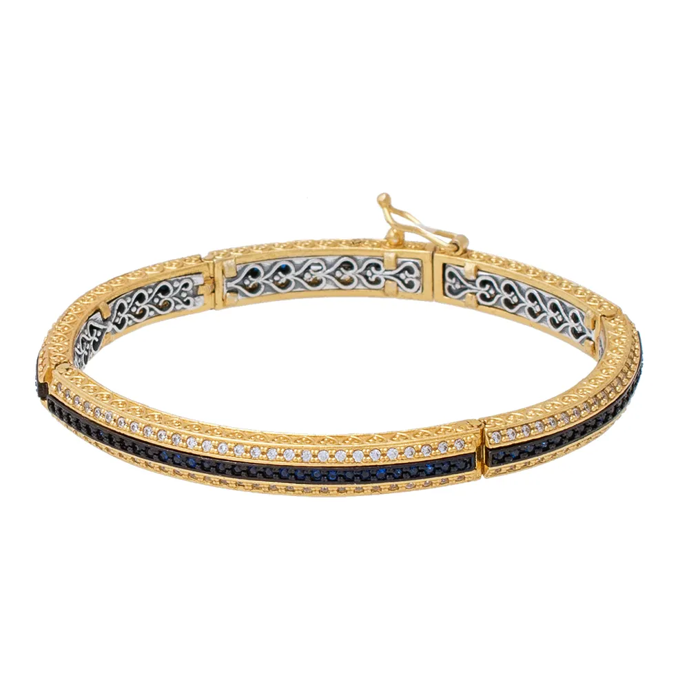 DIMITRIOS EXCLUSIVE Βραχιόλι 925 Ασήμι με μαύρες Swarovski πέτρες B405