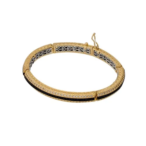 DIMITRIOS EXCLUSIVE Βραχιόλι 925 Ασήμι με μαύρες Swarovski πέτρες B405