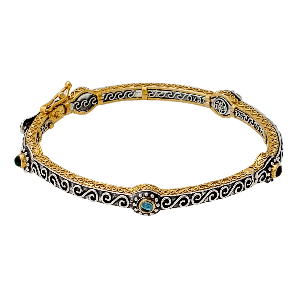 DIMITRIOS EXCLUSIVE Βραχιόλι 925 Ασήμι με πολύχρωμες ορυκτές πέτρες B406