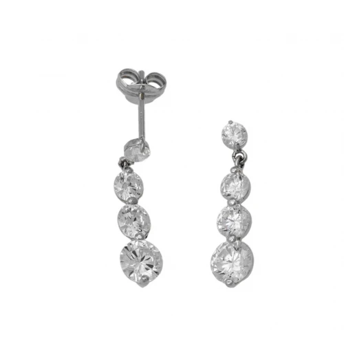 14K Λευκόχρυσα Κρεμαστά Σκουλαρίκια με Ζιργκόν B6920AG