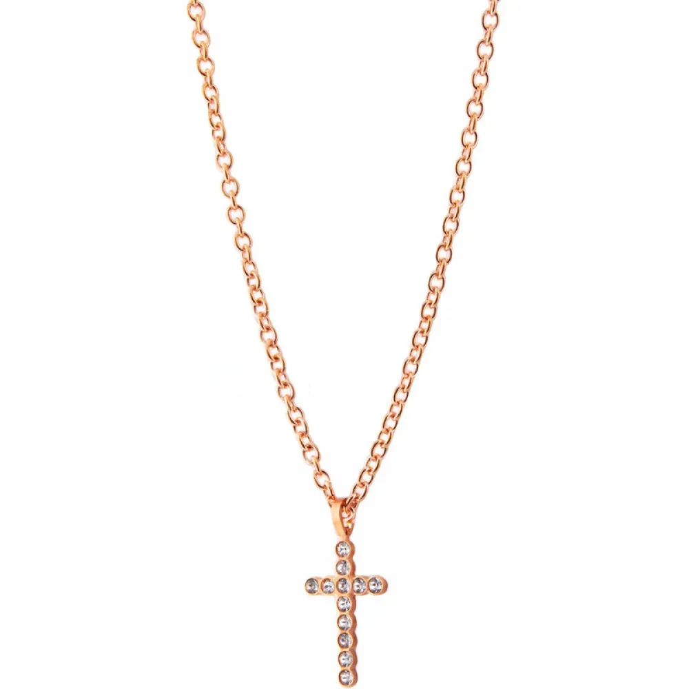 REBECCA Word Necklace Orihalcum Rose Gold Tone Plated BASKRB03