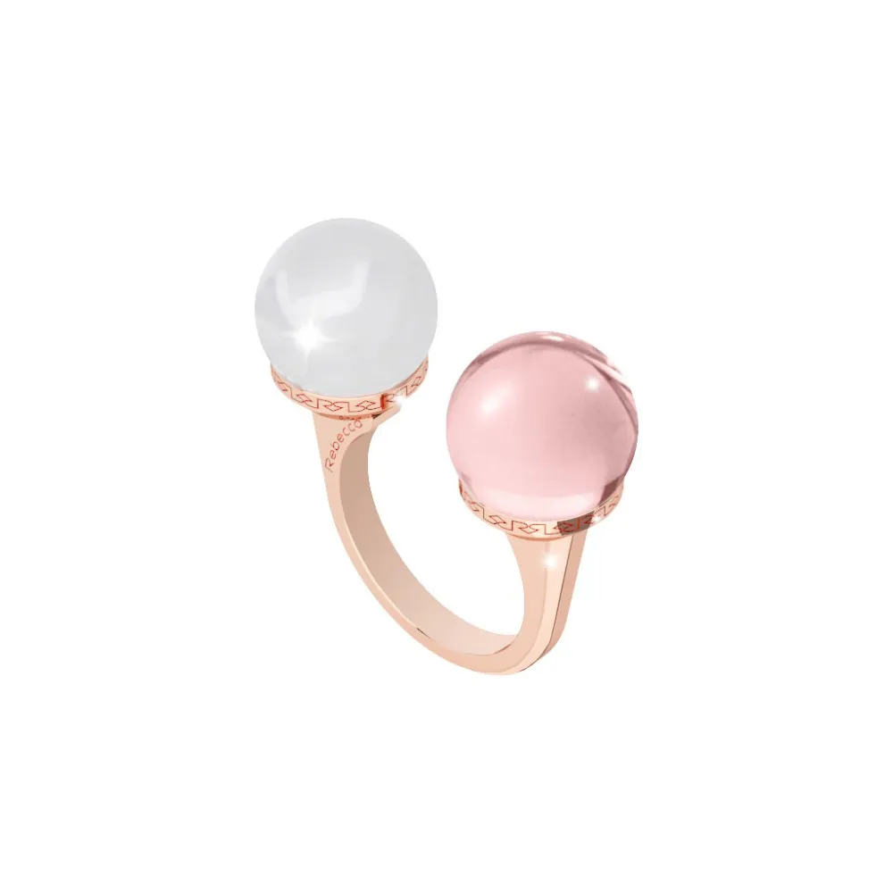 REBECCA Boulevard Stone Ring Rose Gold Tone Plated BHSARQ05