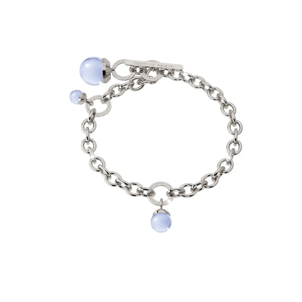 REBECCA Holywood Stone 17 Bracelet Silver Tone Plated BHTBBL07