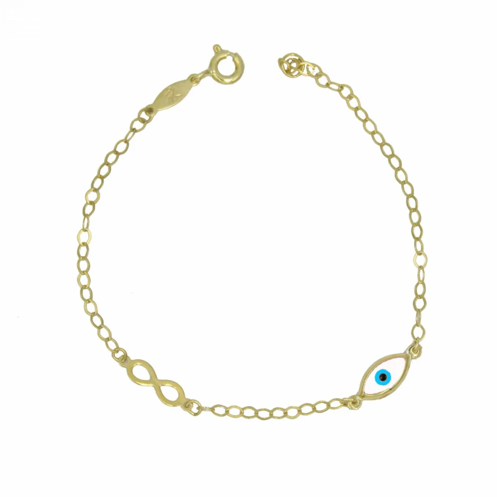 9K Χρυσό Bραχιόλι με "Άπειρο" και Ματάκι BP151BJ
