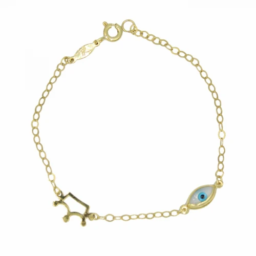 9K Χρυσό Bραχιόλι με "Κορώνα" και Ματάκι BP154BJ