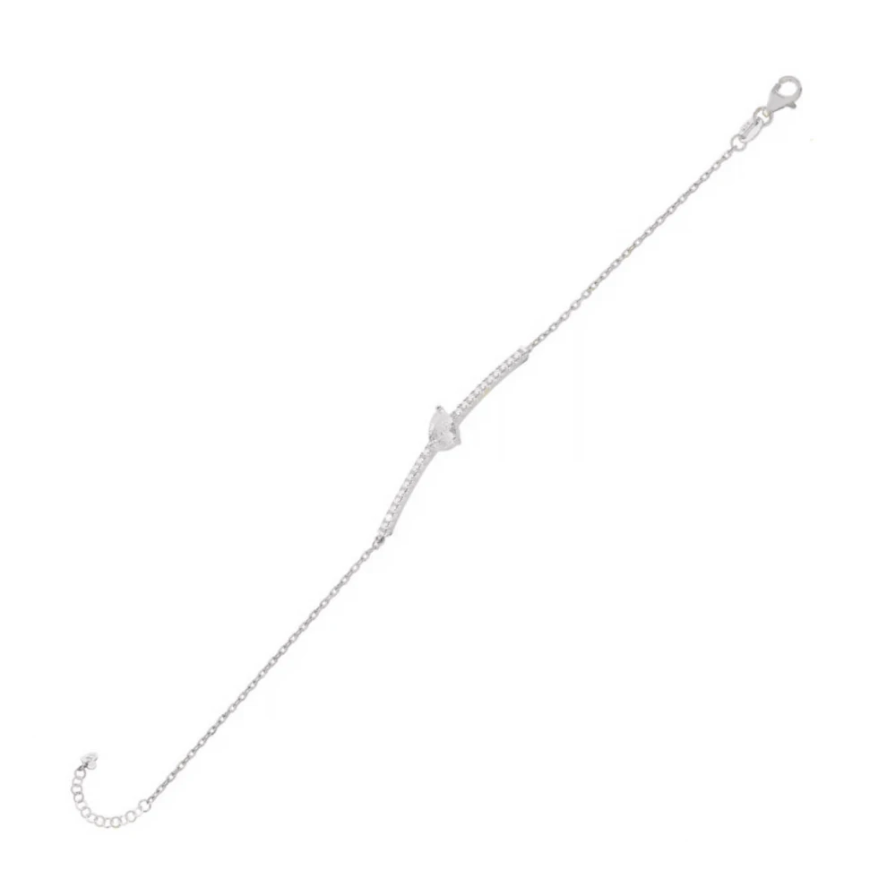 LAURA P. Coctail Βραχιόλι από Ασήμι 925 με Λευκά Ζιργκόν BR0058BB