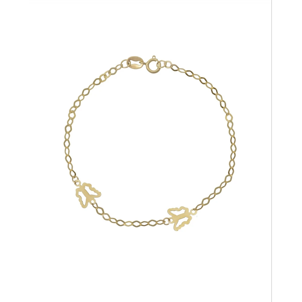 9K Χρυσό Bραχιόλι με Πεταλούδες BR072FV1