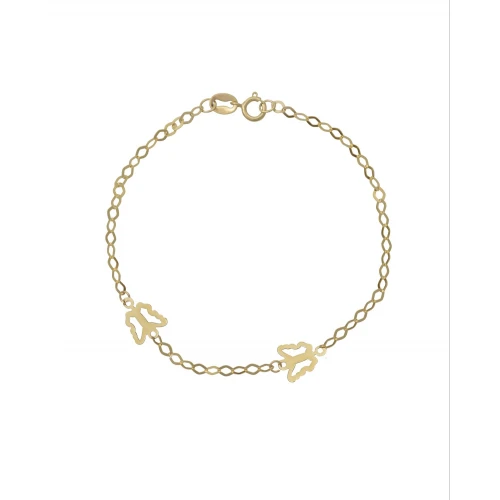 9K Χρυσό Bραχιόλι με Πεταλούδες BR072FV1
