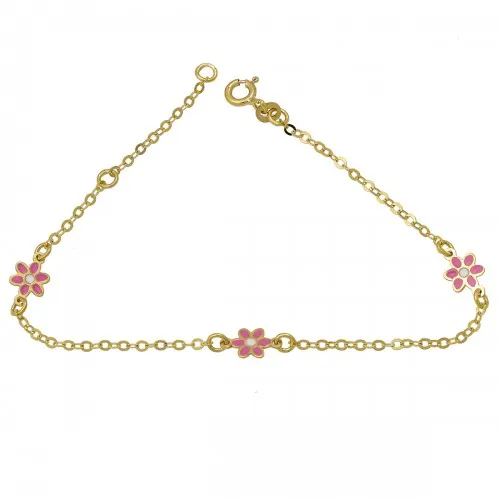 9K Χρυσό Bραχιόλι με Λουλούδια BR105KKT