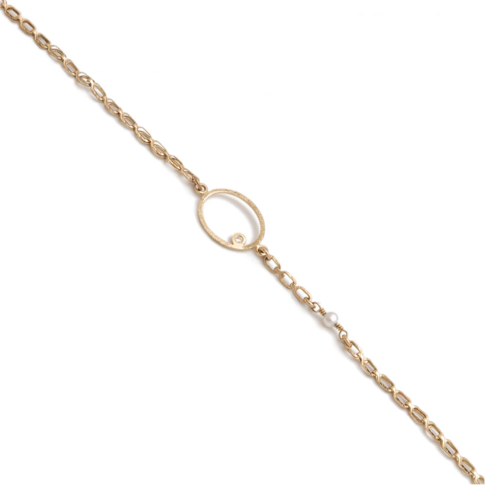 14K Χρυσό Βραχιόλι με Ζιργκόν και Μαργαριτάρι BR180AV