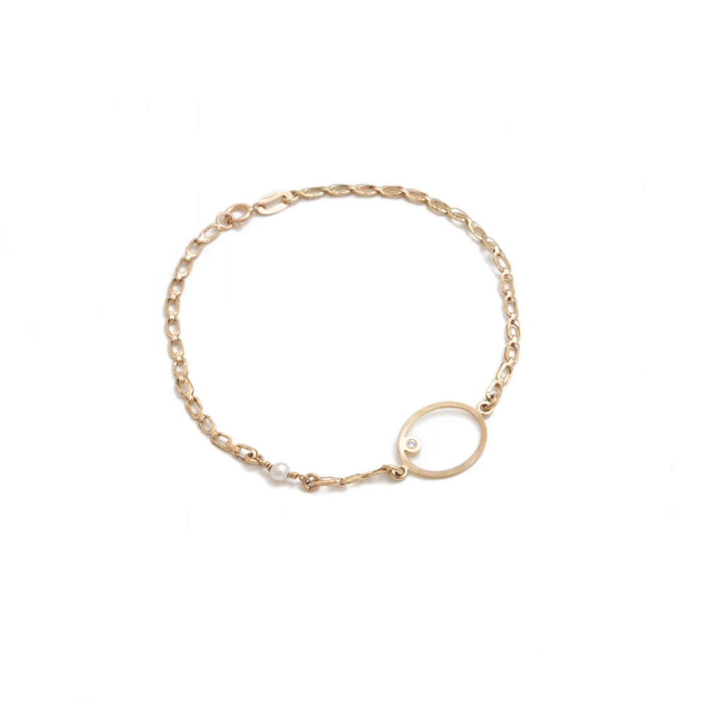 14K Χρυσό Βραχιόλι με Ζιργκόν και Μαργαριτάρι BR180AV