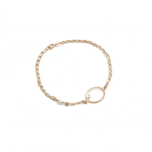 14K Χρυσό Βραχιόλι με Ζιργκόν και Μαργαριτάρι BR180AV