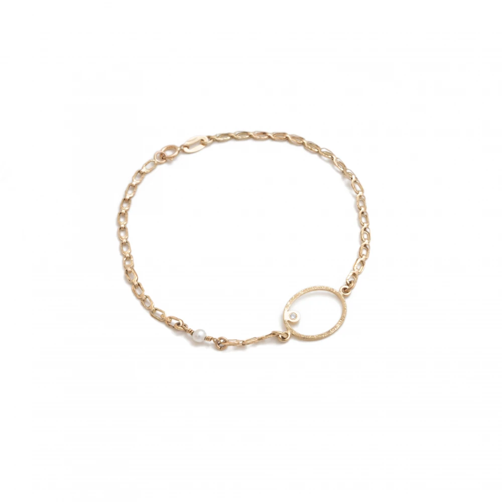 14K Χρυσό Βραχιόλι με Ζιργκόν και Μαργαριτάρι BR180AV