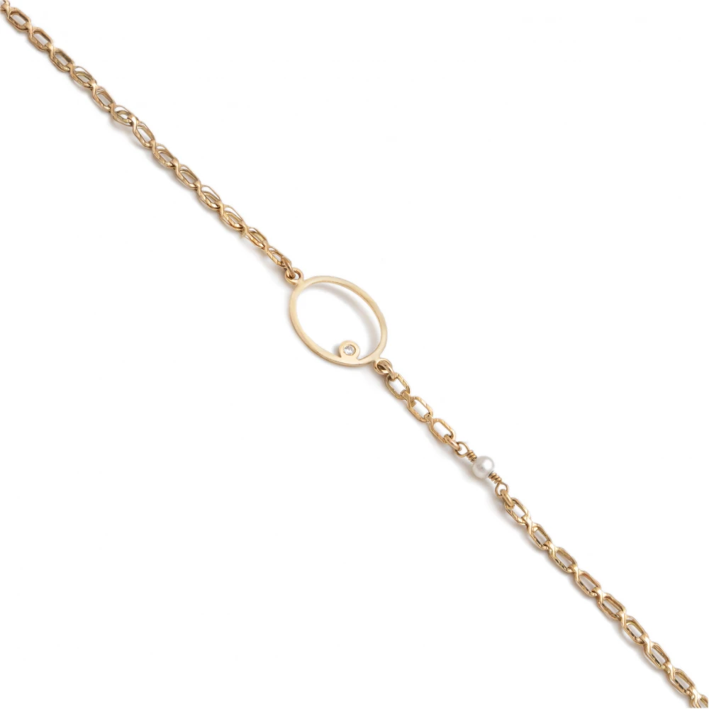 14K Χρυσό Βραχιόλι με Ζιργκόν και Μαργαριτάρι BR180AV