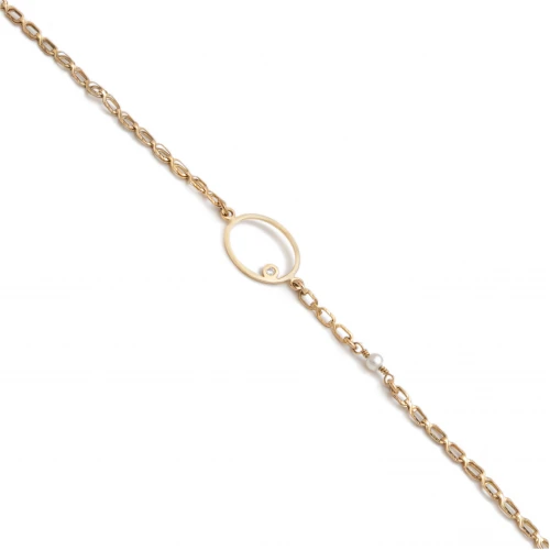 14K Χρυσό Βραχιόλι με Ζιργκόν και Μαργαριτάρι BR180AV