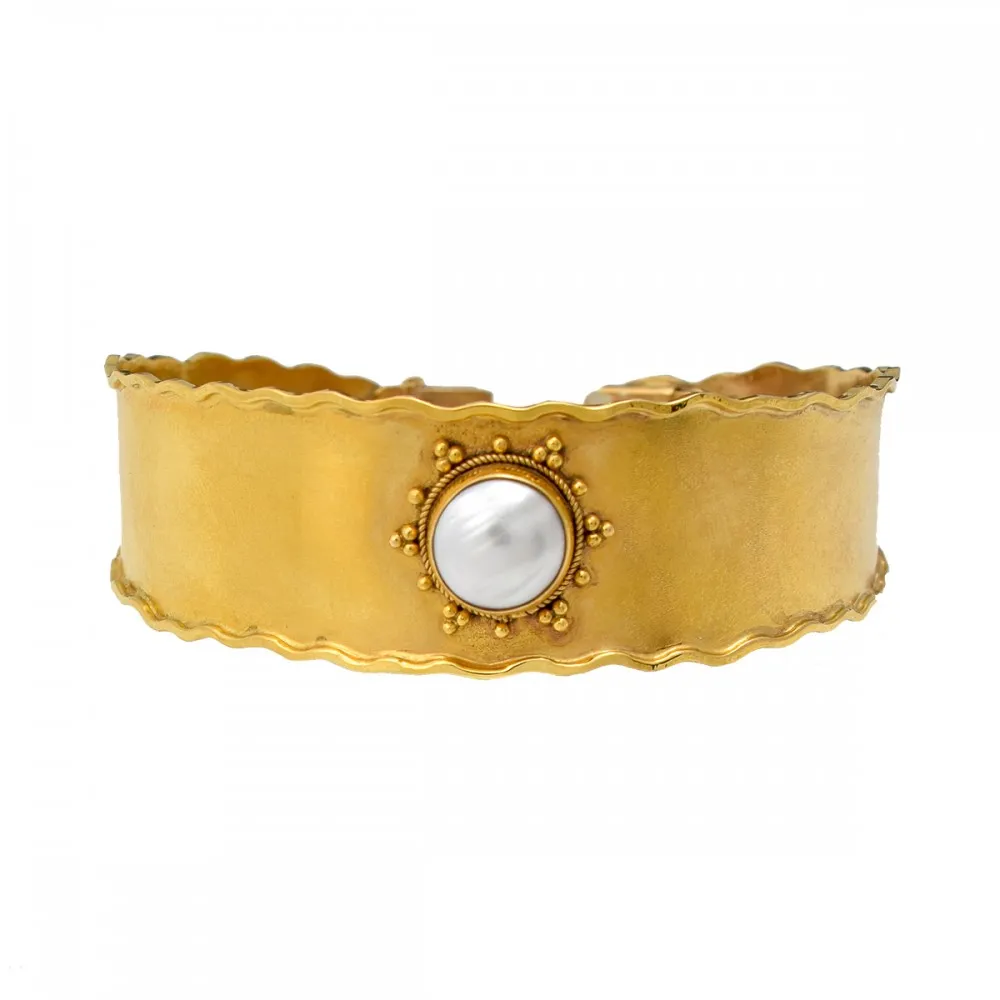 14K Χρυσό Χειροποίητο Βραχιόλι με Μαμπέ Μαργαριτάρι BR1864