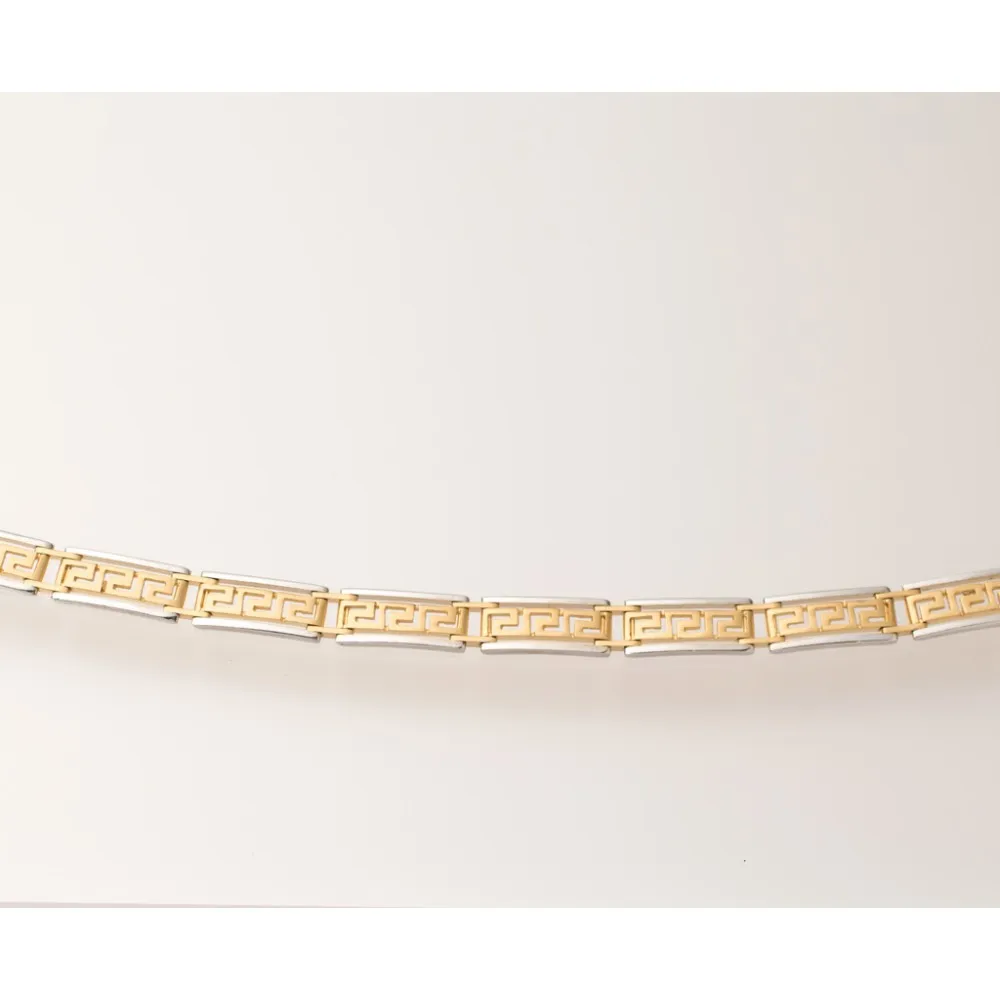 14K Χρυσό Δίχρωμο Βραχιόλι Μαίανδρος BR2150M